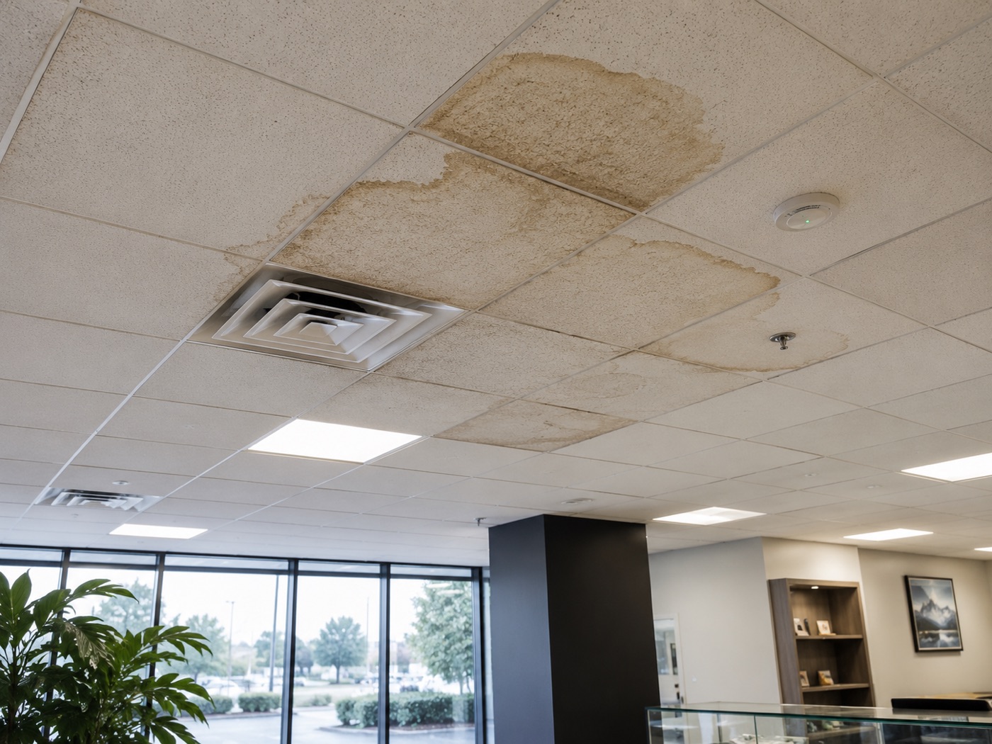 Commercial interior property damage affecting operations