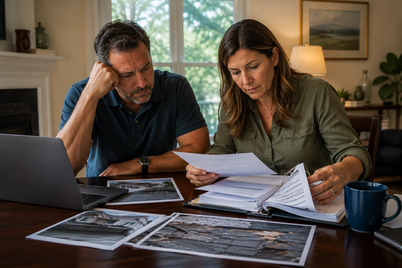 Property owner reviewing an insurance claim decision